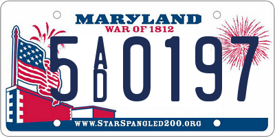 MD license plate 5AD0197
