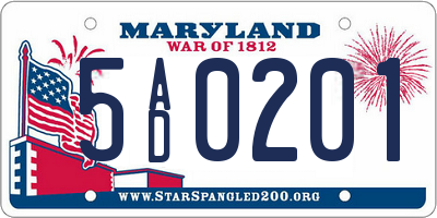 MD license plate 5AD0201