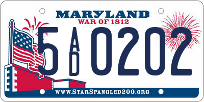 MD license plate 5AD0202