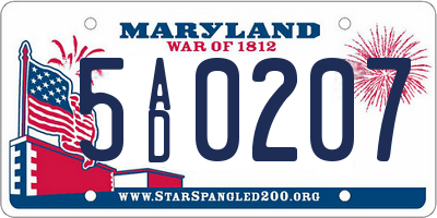 MD license plate 5AD0207