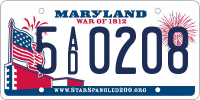 MD license plate 5AD0208