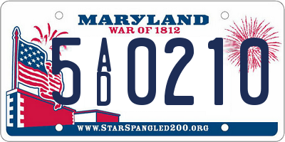 MD license plate 5AD0210