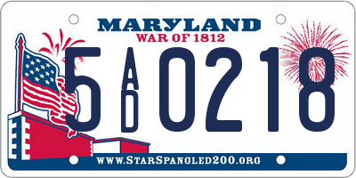 MD license plate 5AD0218