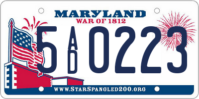MD license plate 5AD0223