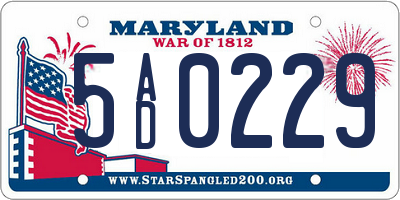 MD license plate 5AD0229
