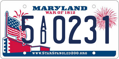 MD license plate 5AD0231