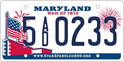 MD license plate 5AD0233