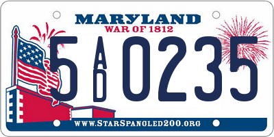 MD license plate 5AD0235