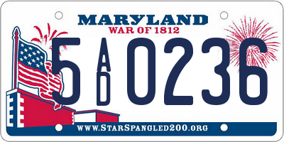 MD license plate 5AD0236