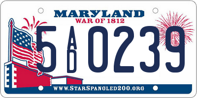 MD license plate 5AD0239