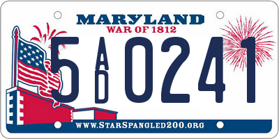 MD license plate 5AD0241