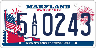 MD license plate 5AD0243