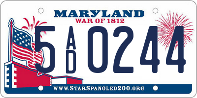 MD license plate 5AD0244