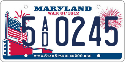 MD license plate 5AD0245