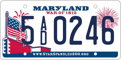 MD license plate 5AD0246