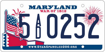 MD license plate 5AD0252