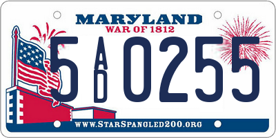 MD license plate 5AD0255