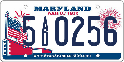 MD license plate 5AD0256