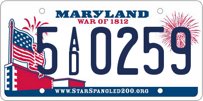 MD license plate 5AD0259