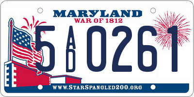 MD license plate 5AD0261