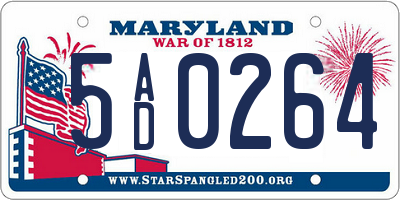 MD license plate 5AD0264