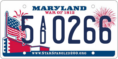 MD license plate 5AD0266