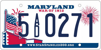 MD license plate 5AD0271