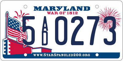 MD license plate 5AD0273