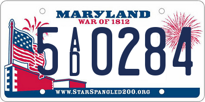 MD license plate 5AD0284
