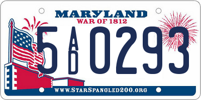 MD license plate 5AD0293