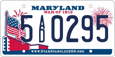 MD license plate 5AD0295