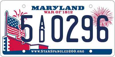 MD license plate 5AD0296