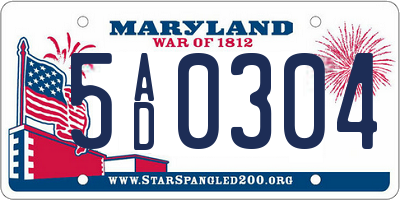 MD license plate 5AD0304