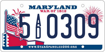 MD license plate 5AD0309