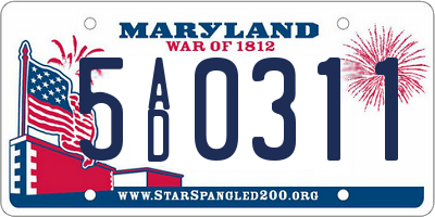 MD license plate 5AD0311