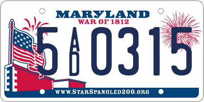 MD license plate 5AD0315