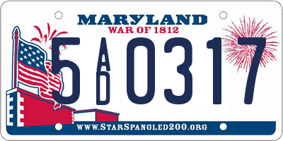 MD license plate 5AD0317
