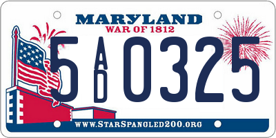 MD license plate 5AD0325