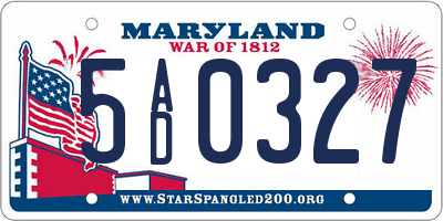 MD license plate 5AD0327