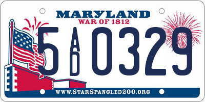 MD license plate 5AD0329