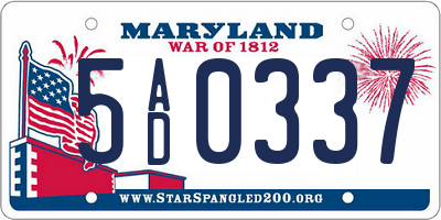 MD license plate 5AD0337