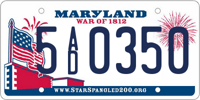 MD license plate 5AD0350