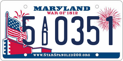 MD license plate 5AD0351