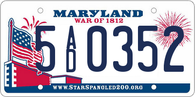 MD license plate 5AD0352