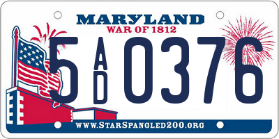 MD license plate 5AD0376