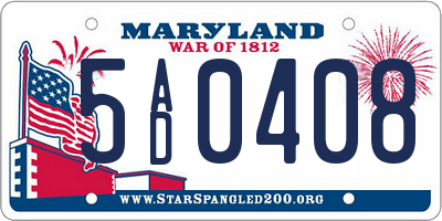 MD license plate 5AD0408