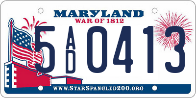 MD license plate 5AD0413