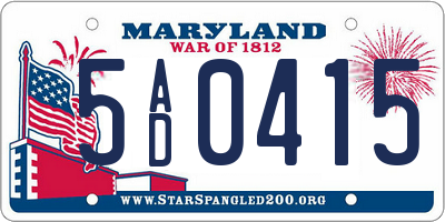 MD license plate 5AD0415