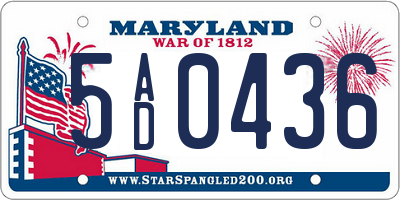 MD license plate 5AD0436