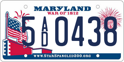 MD license plate 5AD0438